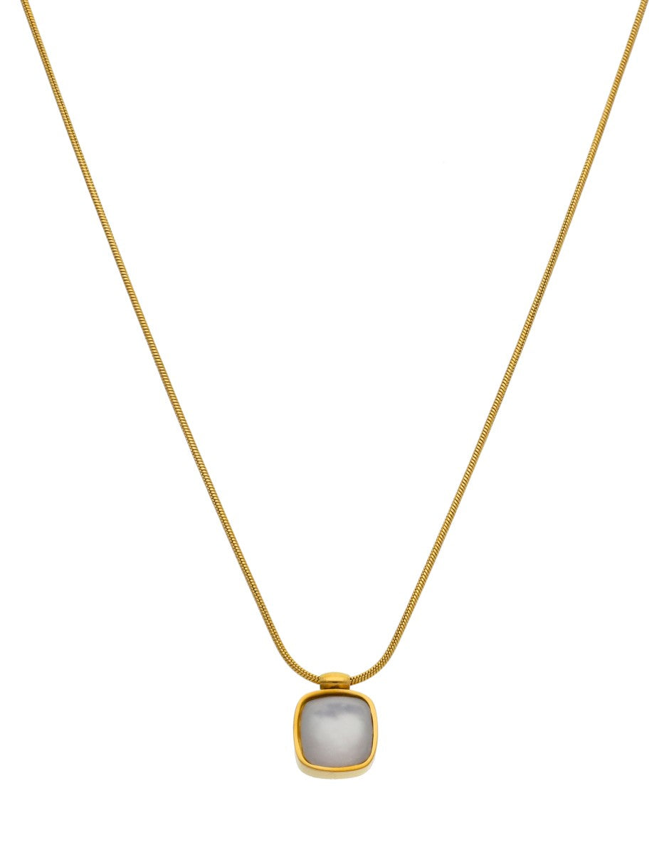 Collar Dije Piedrita Beigue Cuadrada