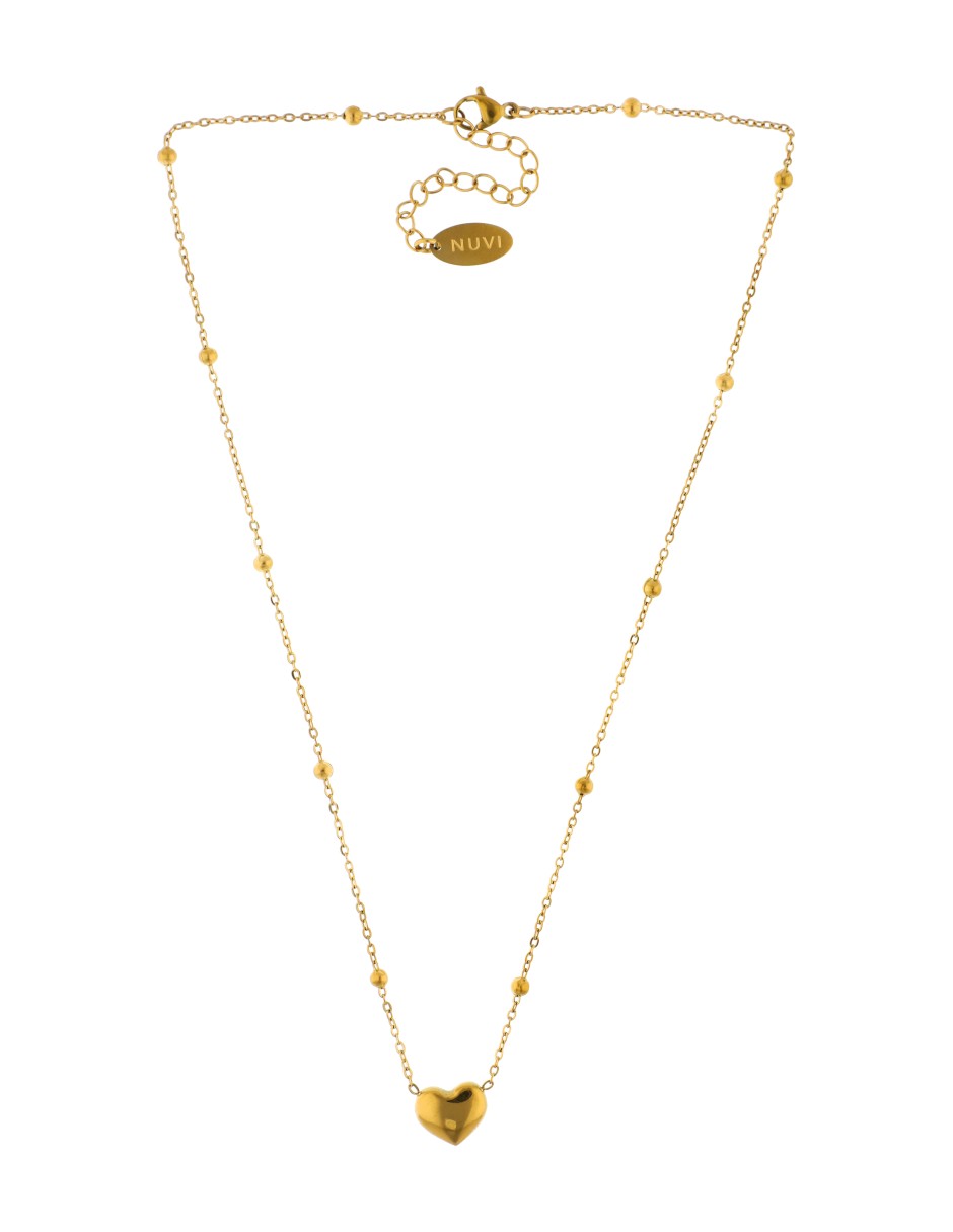 Collar Cadena Bolitas Corazon Inflado
