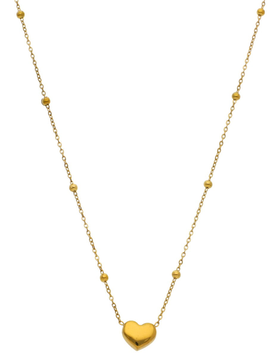 Collar Cadena Bolitas Corazon Inflado