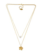 Collar Doble Cadena Flor y Perlita