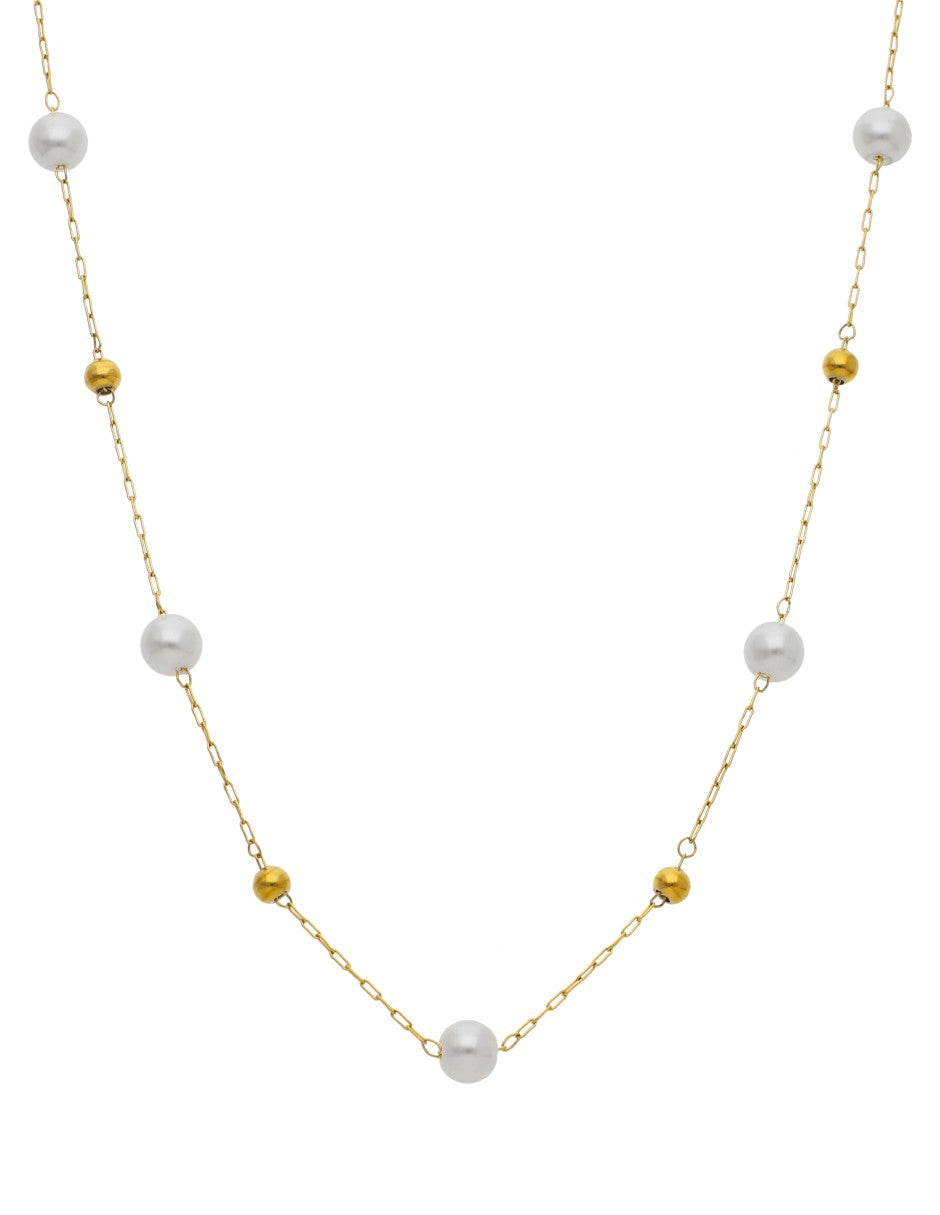 Collar Doble Cadena Perlitas