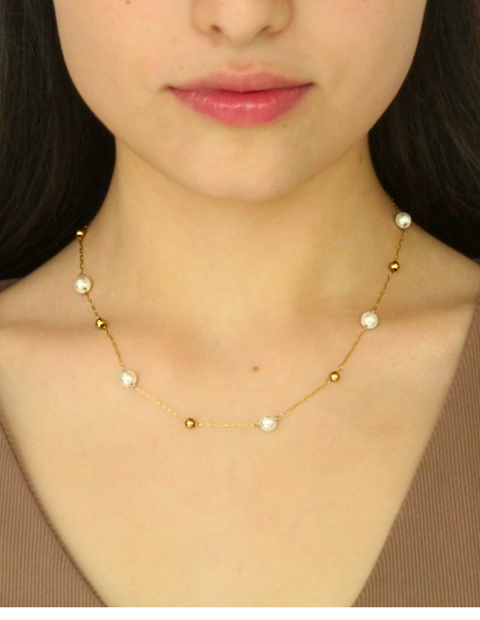 Collar Doble Cadena Perlitas