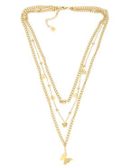 Collar Mariposa y balin triple cadena