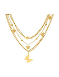 Collar Mariposa y balin triple cadena
