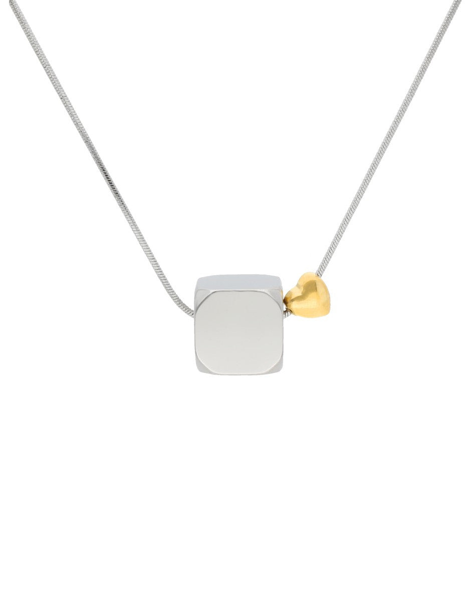 Collar Cubo Grande Plateado