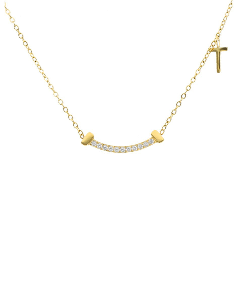 Collar Barra T Cristales Cruz Mini