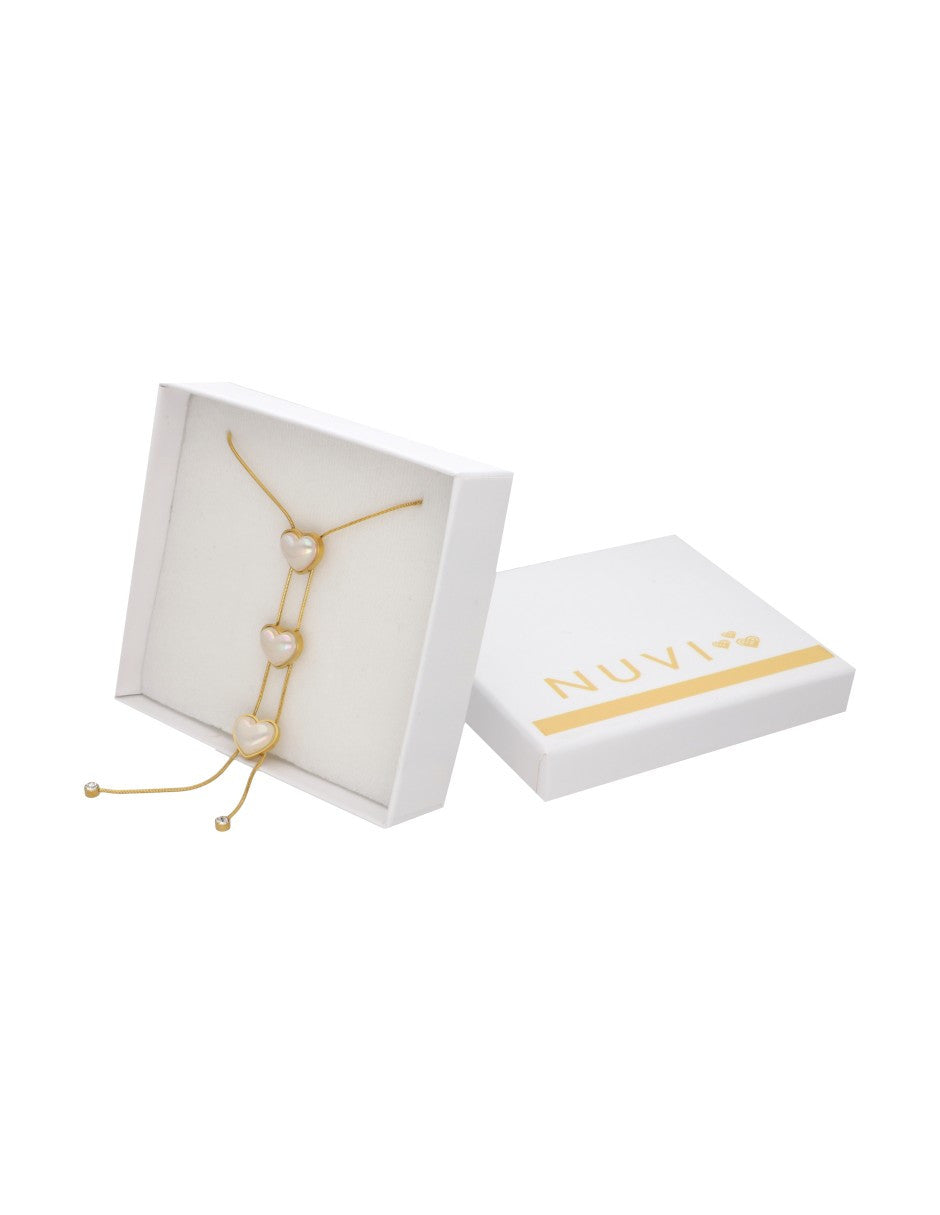 Collar 3 Corazones Perla Madre al interior