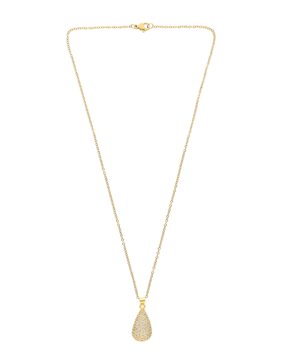 Collar Chapa Gota Cristales Dorado