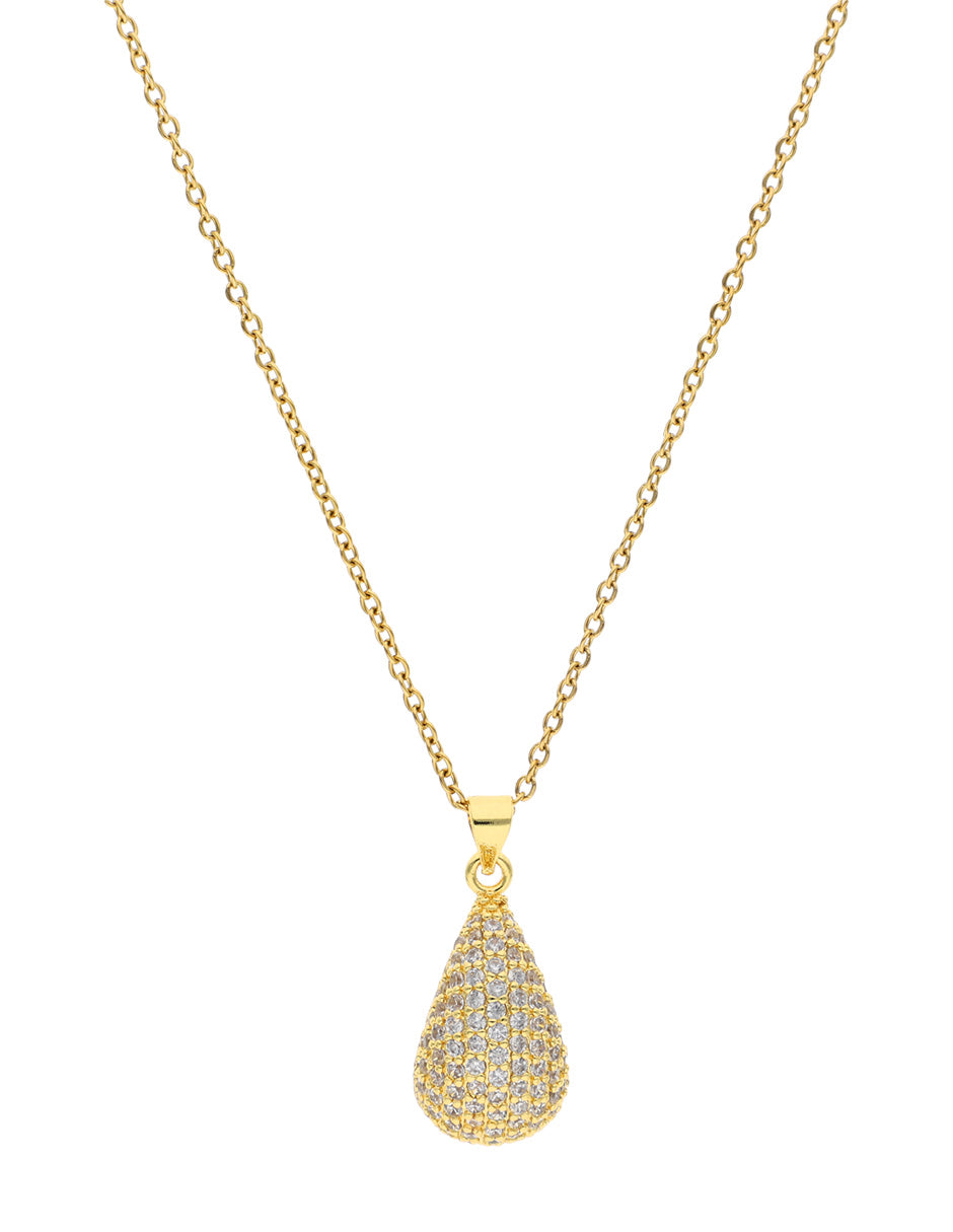 Collar Chapa Gota Cristales Dorado