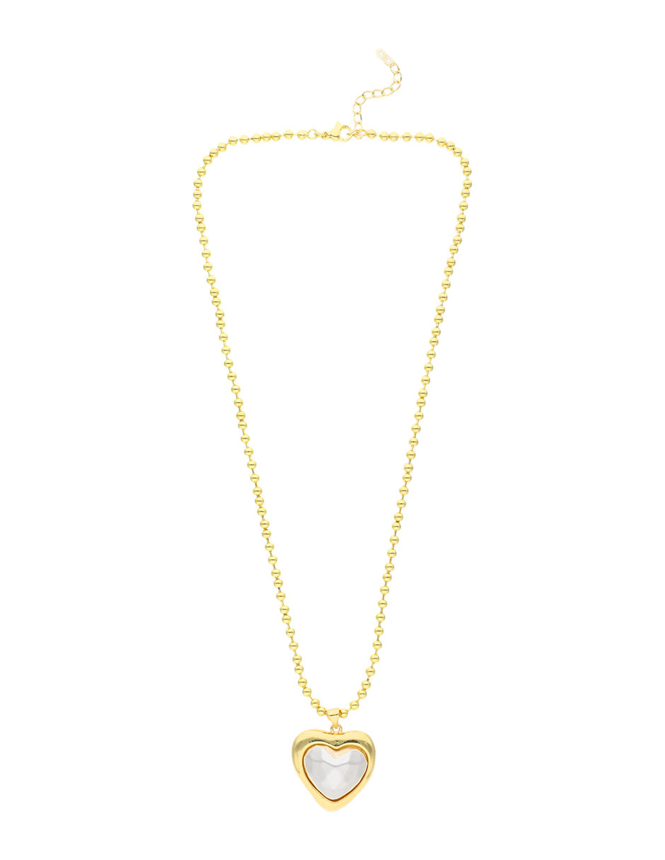 Collar Chapa Corazon tipo Perla
