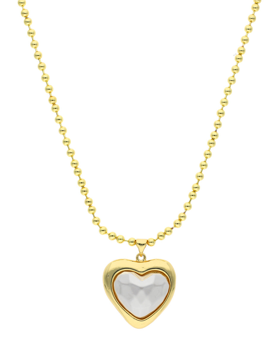 Collar Chapa Corazon tipo Perla