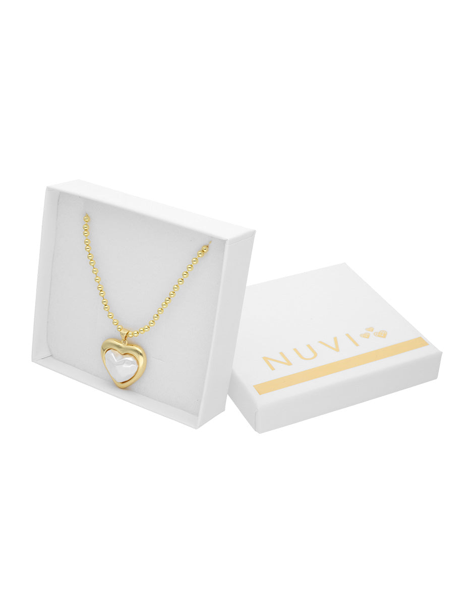 Collar Chapa Corazon tipo Perla