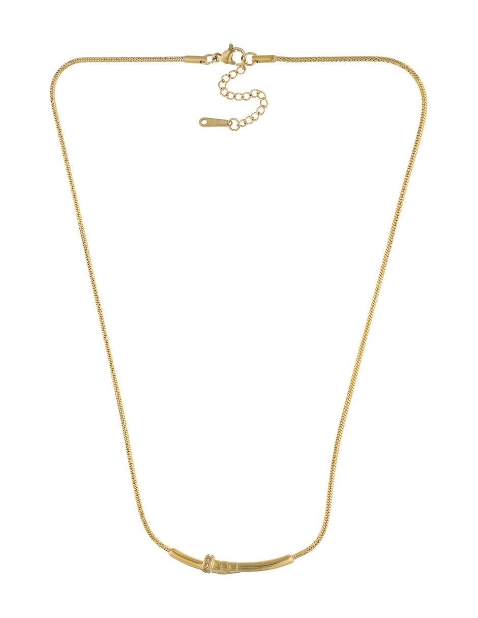 Collar Corto Acero Inoxidable Tornillo Piedritas Dorado