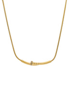 Collar Corto Acero Inoxidable Tornillo Piedritas Dorado