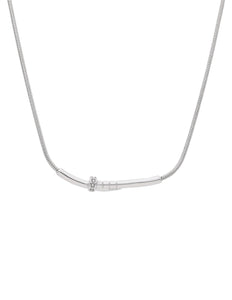 Collar Corto Acero Inoxidable Tornillo Piedritas Plateado