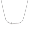 Collar Corto Acero Inoxidable Tornillo Piedritas Plateado