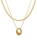 Gargantilla Corta Acero Inoxidable Doble Cadena Ovalo Dorado