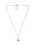 Collar Corto Acero Inoxidable Corazon Rosa Atado Alambre Dorado