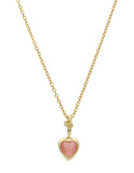 Collar Corto Acero Inoxidable Corazon Rosa Atado Alambre Dorado