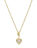 Collar Corto Acero Inoxidable Corazon Blanco Atado Alambre Dorado
