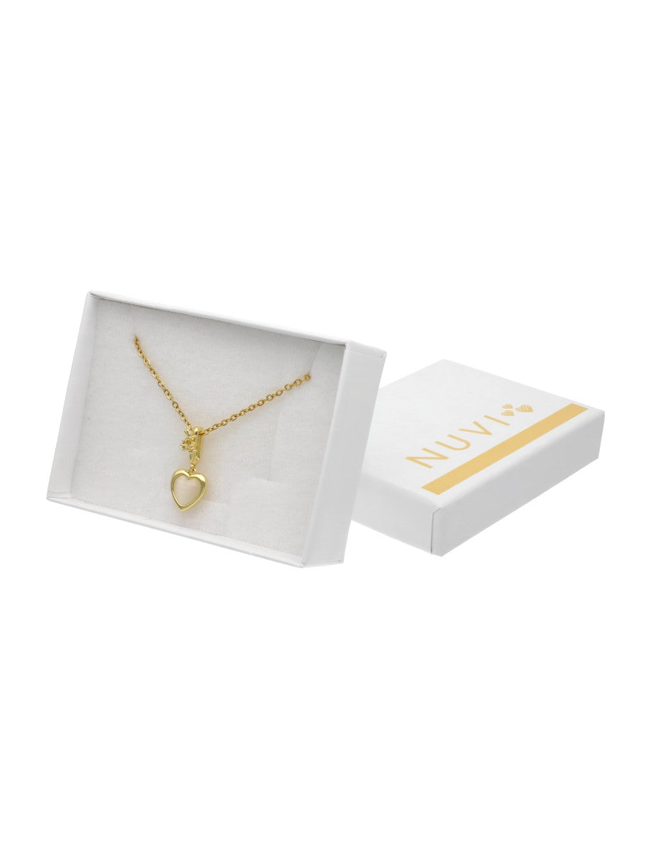 Collar Corto Acero Inoxidable Corazon Blanco Atado Alambre Dorado