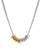 Collar Corto Acero Inoxidable Espiral Cadena Plateada Bitono