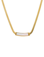 Gargantilla Acero Inoxidable Barra Perla Madre Dorado