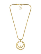 Collar Corto Acero Inoxidable Cadena Grande Circulo Abstracto Gigante Dorado