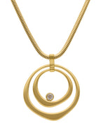 Collar Corto Acero Inoxidable Cadena Grande Circulo Abstracto Gigante Dorado