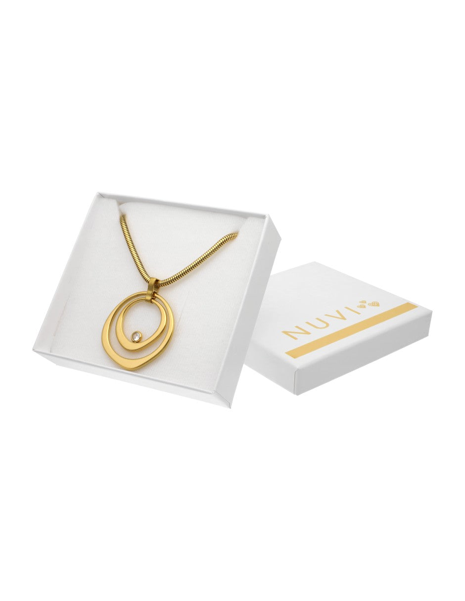 Collar Corto Acero Inoxidable Cadena Grande Circulo Abstracto Gigante Dorado