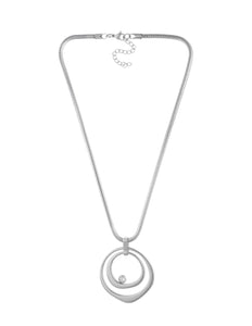 Collar Corto Acero Inoxidable Cadena Grande Circulo Abstracto Gigante Plateado