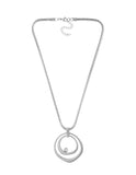 Collar Corto Acero Inoxidable Cadena Grande Circulo Abstracto Gigante Plateado
