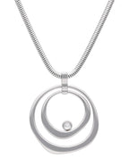 Collar Corto Acero Inoxidable Cadena Grande Circulo Abstracto Gigante Plateado