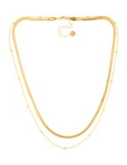 Collar Doble Cadena Plana y Cadena Bolitas