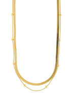 Collar Doble Cadena Plana y Cadena Bolitas