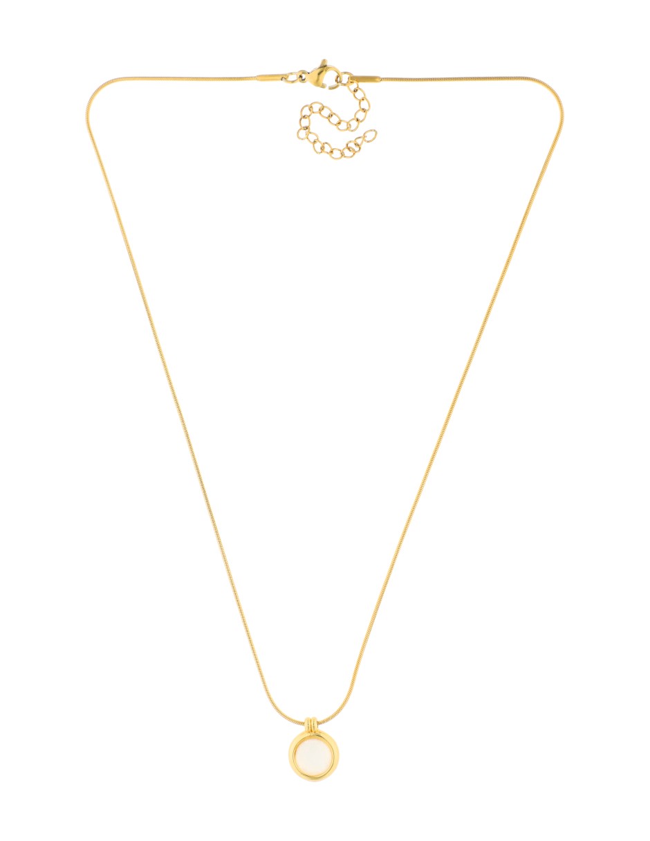 Collar Dije Bolita Piedra Blanca