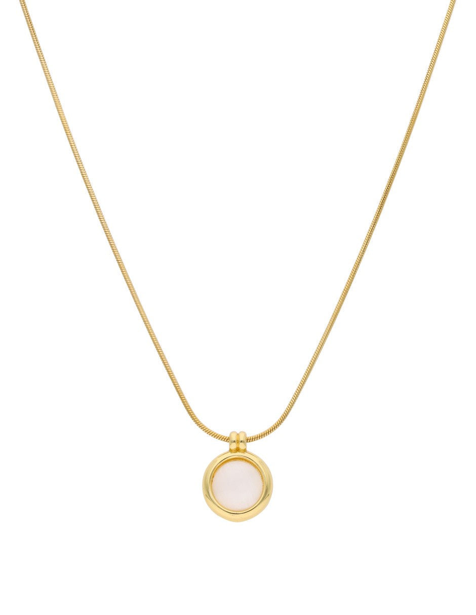 Collar Dije Bolita Piedra Blanca