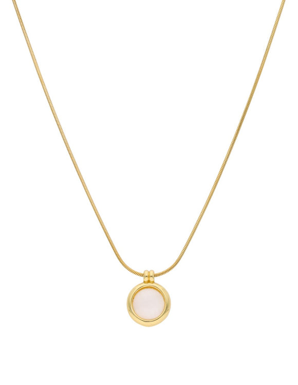 Collar Dije Bolita Piedra Blanca