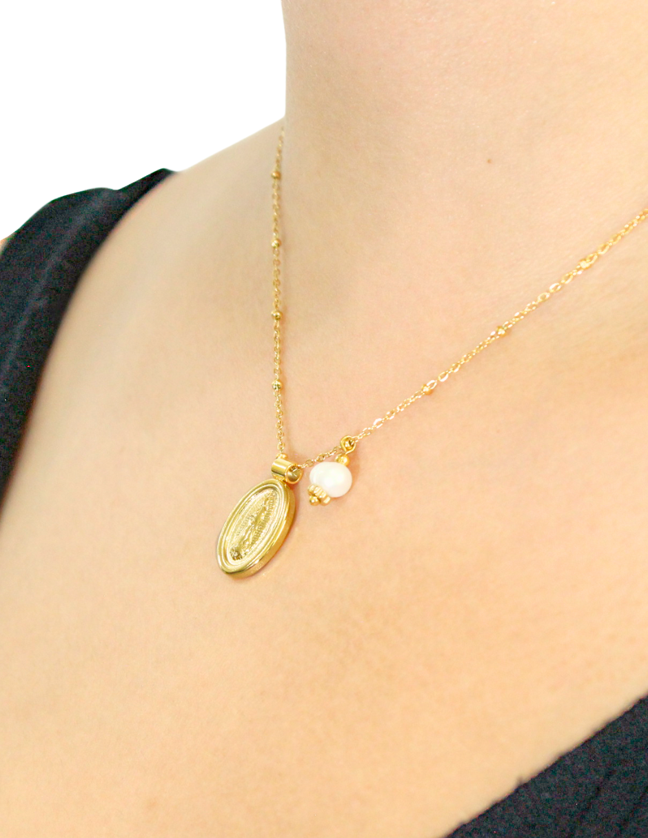 Collar Virgen Con Perla