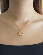 Collar Flor Cristales Multicolor