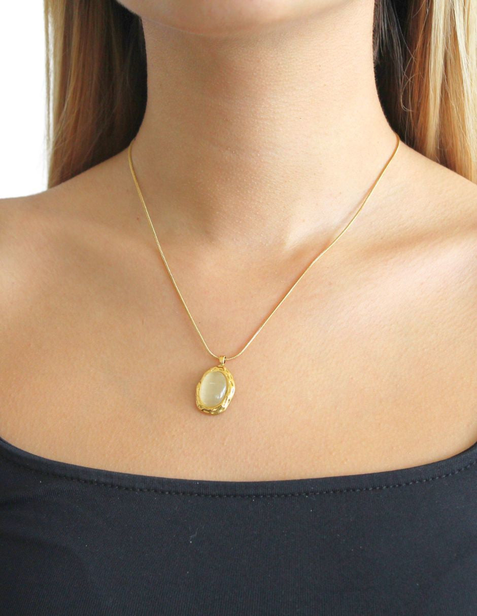 Collar Oval Piedra, Cadena cola de ratón