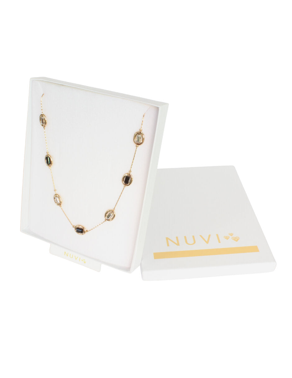 Collar Largo Cuentas Negras y Blancas