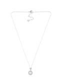 Collar Chapa Circulo Perla Contorno Cristales Plateado