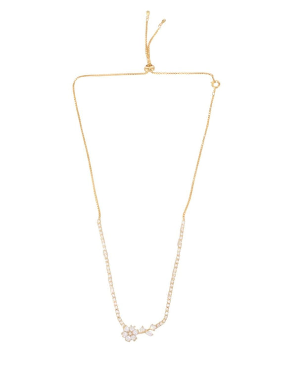 Collar Chapa Flor Cristales Dorado