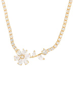 Collar Chapa Flor Cristales Dorado