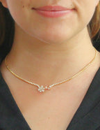 Collar Chapa Flor Cristales Dorado