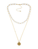 Gargantilla Grande Cadena Cuarzo Blanco Broches Dorado