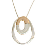 Collar Largo Chapa Correa Plateada Ovalos Atractos Bitono