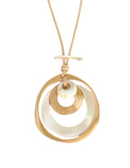 Collar Chapa Cordon Beige Redondo con plateado Mate