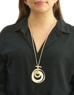 Collar Chapa Cordon Beige Redondo con plateado Mate